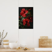 Roter Hibiskus Blume Art Print Poster (Küche)
