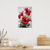 Roter Hibiskus Blume Art Print Poster (Küche)