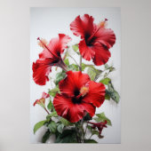Roter Hibiskus Blume Art Print Poster (Vorne)