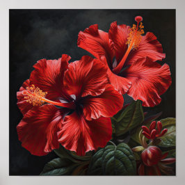 Roter Hibiskus Blume Art Print Poster