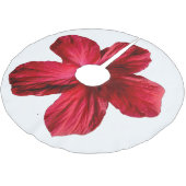 Roter Hibiskus Blume Baumrock Polyester Weihnachtsbaumdecke (Schrägansicht)