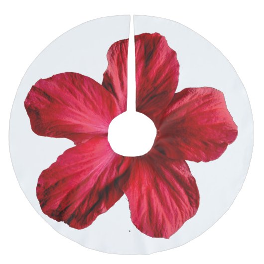 Roter Hibiskus Blume Baumrock Polyester Weihnachtsbaumdecke (Vorderseite)