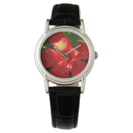 Roter Hibiskus Blume bei Sonnenlicht Armbanduhr
