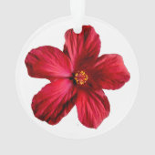 Roter Hibiskus Blume Circle Acrylic Ornament (Rückseite)