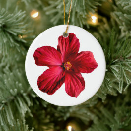 Roter Hibiskus Blume Circle Ornament