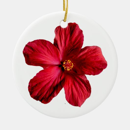 Roter Hibiskus Blume Circle Ornament (Vorne)
