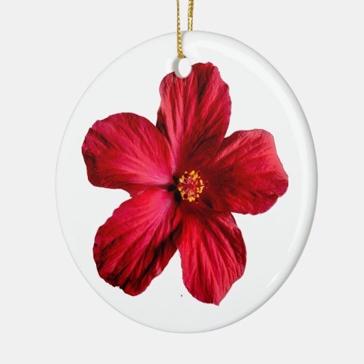 Roter Hibiskus Blume Circle Ornament (Links)