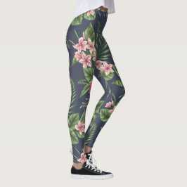 Roter Hibiskus Blume Dunkler Hintergrund Leggings