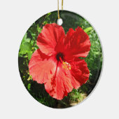 Roter Hibiskus Blume Foto von Hawaii Keramik Ornament (Links)