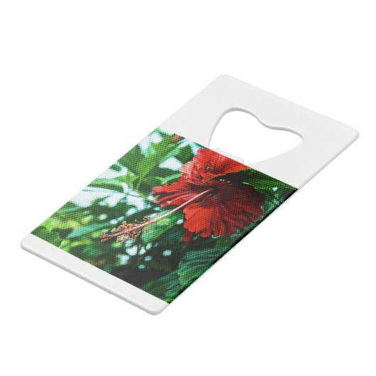 Roter Hibiskus Blume Geldbeutel Flaschenöffner (Vorderseite Schrägansicht)
