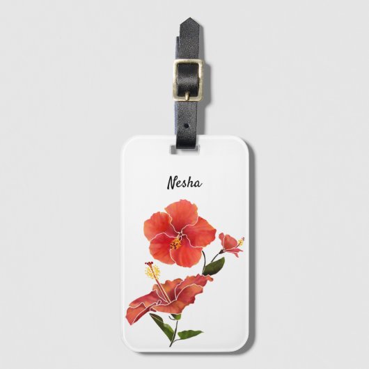Roter Hibiskus Blume Gepäckanhänger (Vorderseite Vertikal)