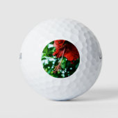 Roter Hibiskus Blume Golfball (Vorderseite)