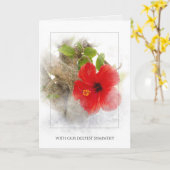 Roter Hibiskus Blume in Silberrahmen Karte (Gelbe Blume)