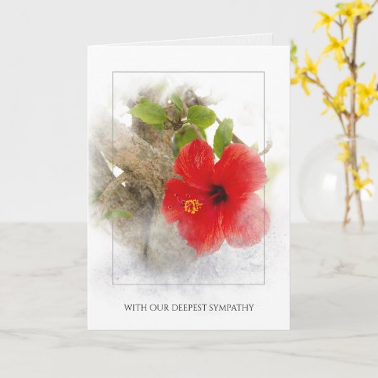 Roter Hibiskus Blume in Silberrahmen Karte (Gelbe Blume)