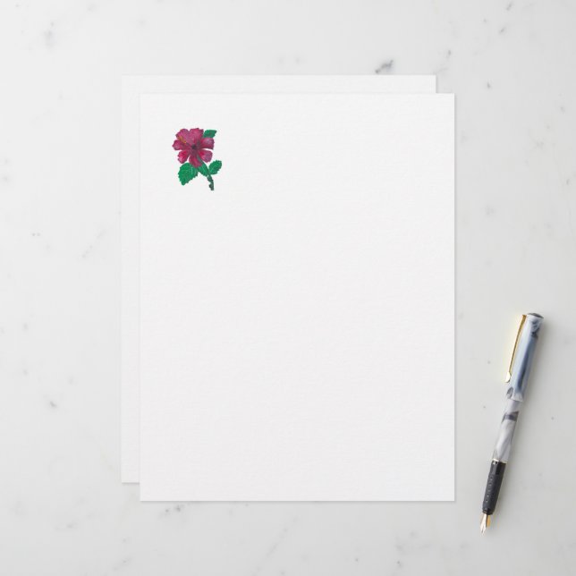Roter Hibiskus Blume Letterhead Briefbogen (Vorderseite/Rückseite Beispiel)