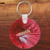 Roter Hibiskus Blume mit Raindrops-Foto Schlüsselanhänger (Vorderseite)