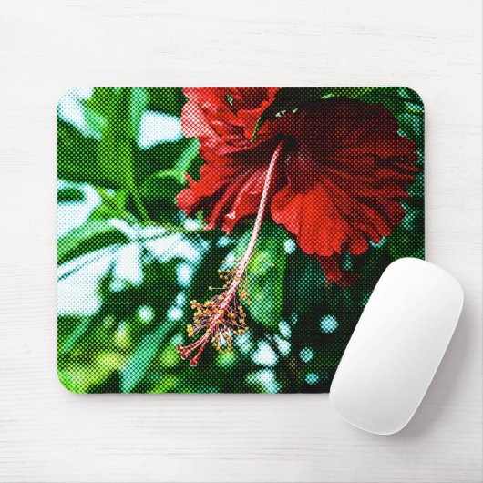 Roter Hibiskus Blume Mousepad (Mit Mouse)