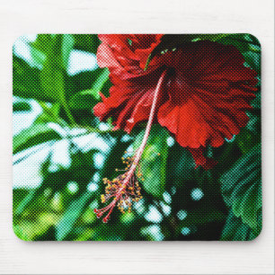 Roter Hibiskus Blume Mousepad
