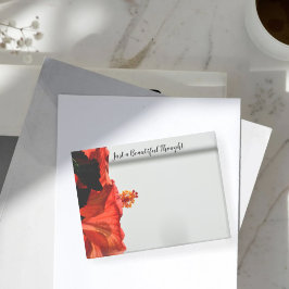 Roter Hibiskus Blume nur schöne Gedanken Grau Post-it Klebezettel