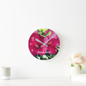 Roter Hibiskus Blume Paare Nah Personalisiert Runde Wanduhr (Zuhause)