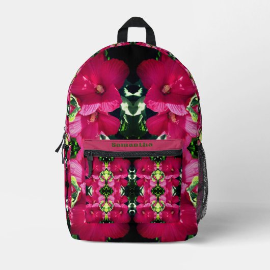 Roter Hibiskus Blume Pair Abstrakt Personalisiert Bedruckter Rucksack (Vorderseite)