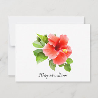 Roter Hibiskus Blume Personalisierte Mitteilungska Mitteilungskarte