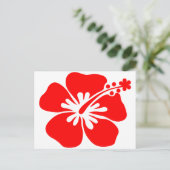 Roter Hibiskus Blume Postkarte (Stehend Vorderseite)
