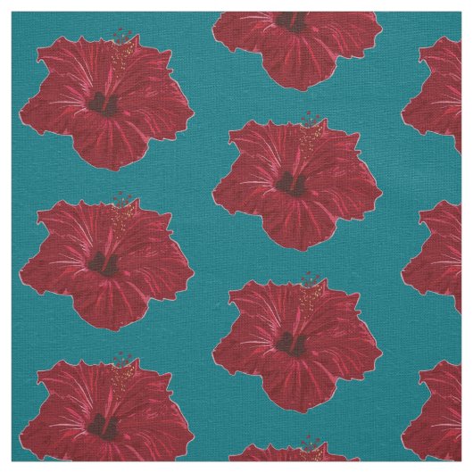 Roter Hibiskus Blume Stoff (Muster)