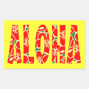Roter Hibiskus Blume Tropical Hawaiian Luau Aloha Rechteckiger Aufkleber