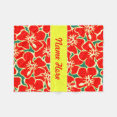 Roter Hibiskus Blume Tropisch Hawaiianische Dekora Fleecedecke (Vorderseite (Horizontal))