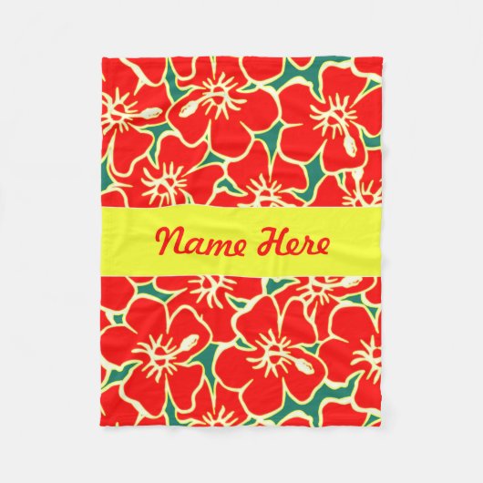 Roter Hibiskus Blume Tropisch Hawaiianische Dekora Fleecedecke (Vorderseite)