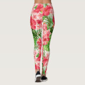 Roter Hibiskus Blume Weißer Hintergrund Leggings (Rückseite)