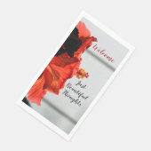 Roter Hibiskus Botanische Botanische Fotografie Serviette (Ecke)