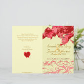 Roter Hibiskus Brocade Hochzeitsprogramm (Stehend Vorderseite)