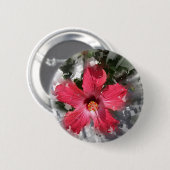 Roter Hibiskus Button (Vorne & Hinten)