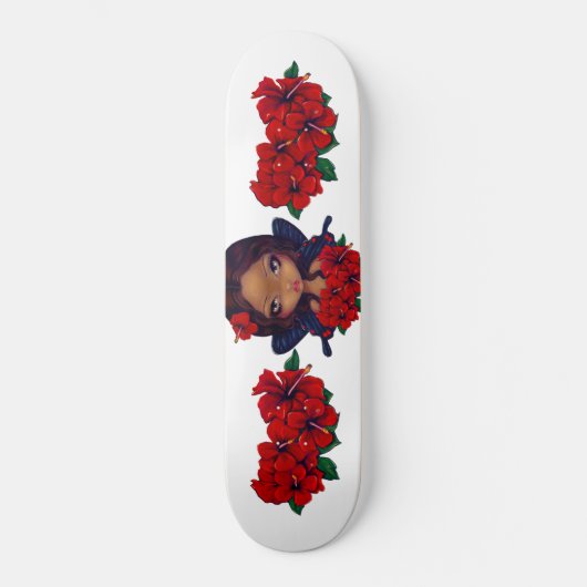 Roter Hibiskus-FeeSkateboard Skateboard (Vorderseite)
