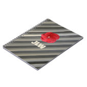 Roter Hibiskus Fett Modern Strickgrau Notizblock (Linke Seite)