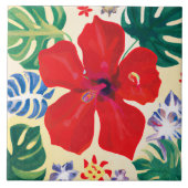 Roter Hibiskus Fliese (Vorderseite)