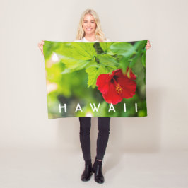 Roter Hibiskus Hawaii Tropische Blume Fleecedecke