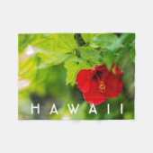 Roter Hibiskus Hawaii Tropische Blume Fleecedecke (Vorderseite (Horizontal))