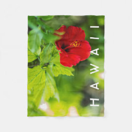 Roter Hibiskus Hawaii Tropische Blume Fleecedecke