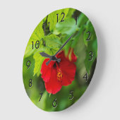 Roter Hibiskus Hawaii Tropische Blume Große Wanduhr (Winkel)
