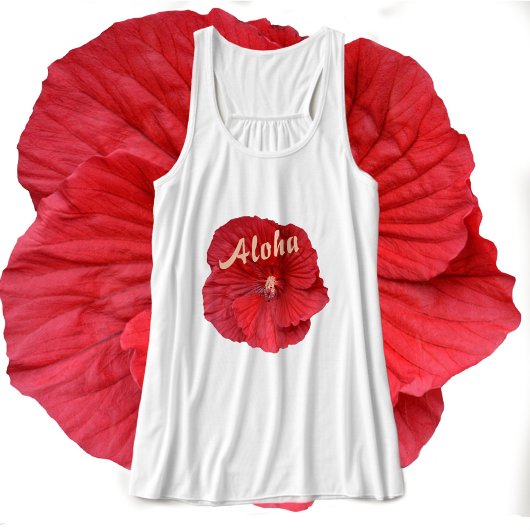 Roter Hibiskus Hawaiian Aloha Floral Tank Top