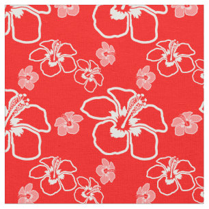 Roter Hibiskus-Hawaiianer Stoff