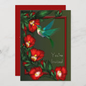 Roter Hibiskus Hummingbird Party Einladung (Vorne/Hinten)