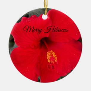 Roter Hibiskus Keramik Ornament