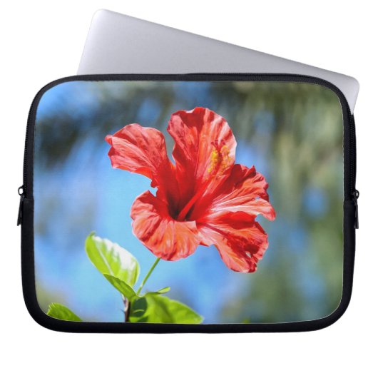 Roter Hibiskus Laptopschutzhülle (Vorderseite)