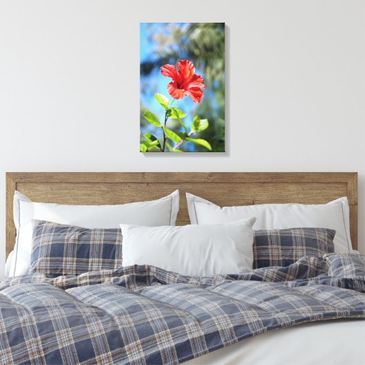Roter Hibiskus Leinwanddruck (Insitu (Schlafzimmer))