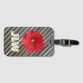 Roter Hibiskus Moderne, muffige graue Streifen Gepäckanhänger (Vorderseite (Horizontal))