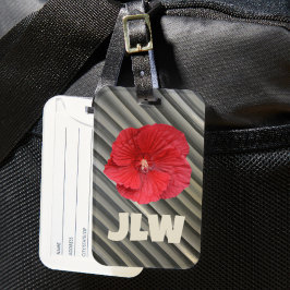 Roter Hibiskus Moderne, muffige graue Streifen Gepäckanhänger